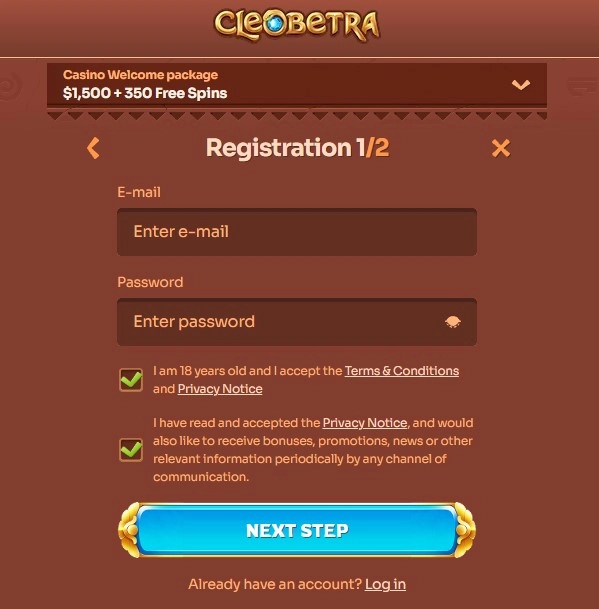 Current Cleobetra AU registration or login interface