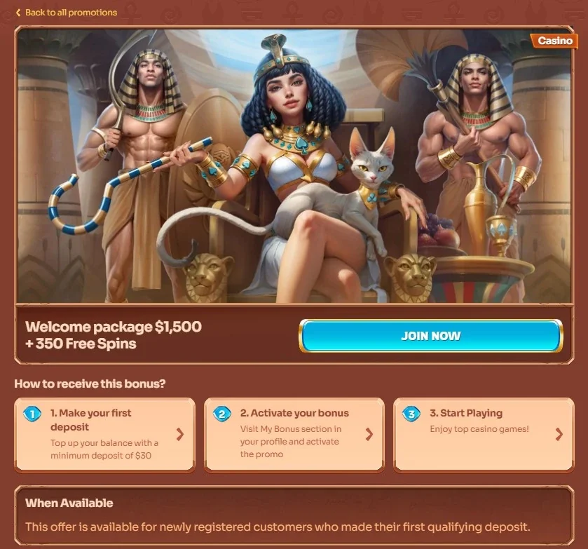 Cleobetra Australia welcome bonus page showing the current three-deposit casino welcome package